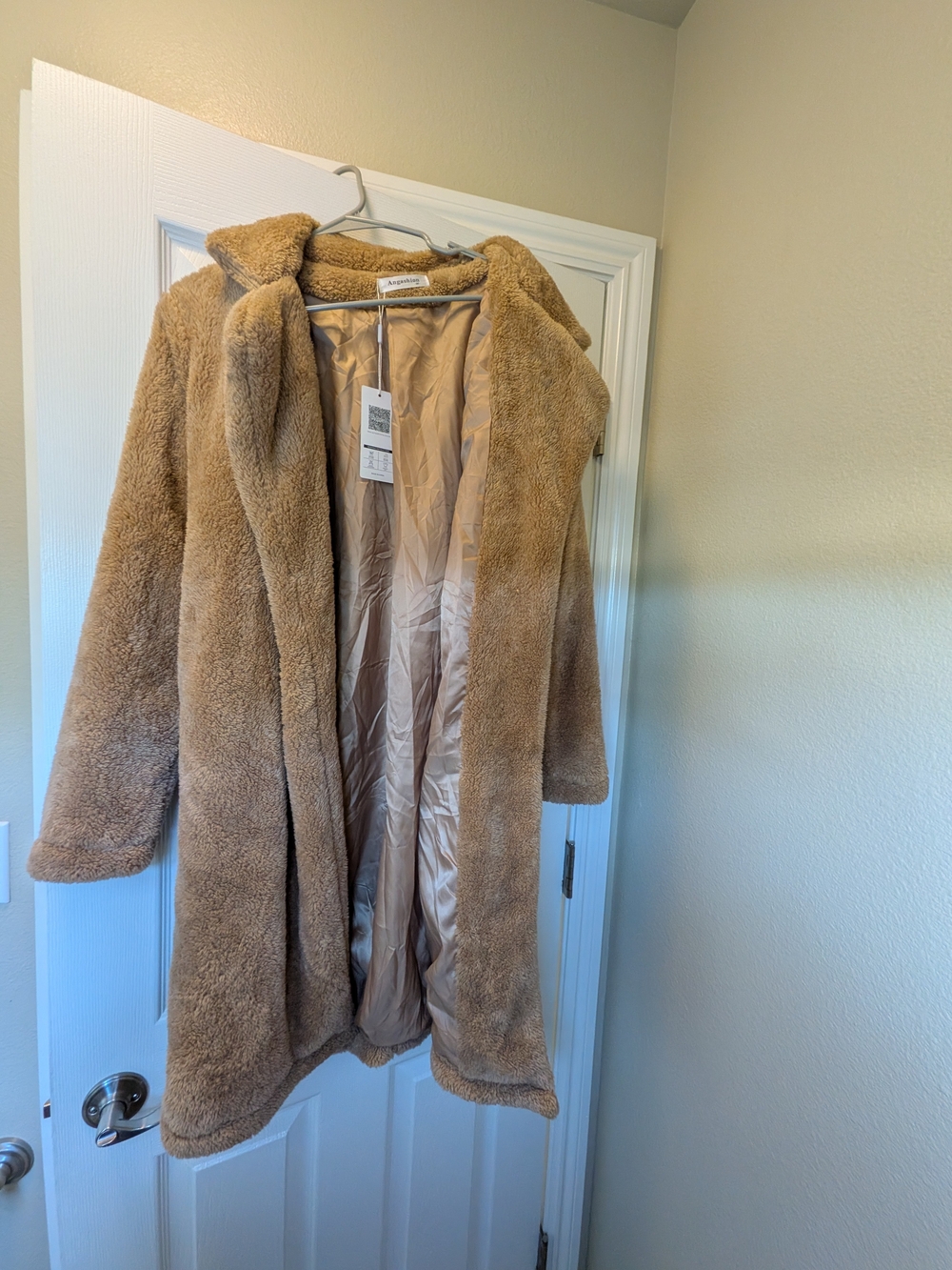 Cozy Tan Teddy Coat with Hood - Women's Plush Outerwear